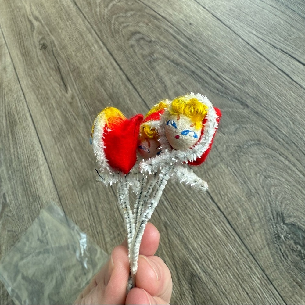 Vintage Santa Pixie Elf spun cotton twist ties LOT 7 Christmas 70s - Picture 4 of 7